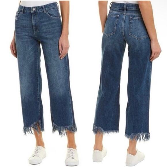 DL1961 Wide Leg Hepburn jeans high waist fray hem wide leg women’s size 34 NEW - Picture 1 of 10
